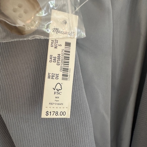 NWT Madewell Larsen Blazer in Drapeweave “Overcast” in size S - Picture 3 of 16